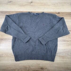 Vintage POLO RALPH LAUREN Logo Knit Sweater Men's Color Gray Cotton Size XXL